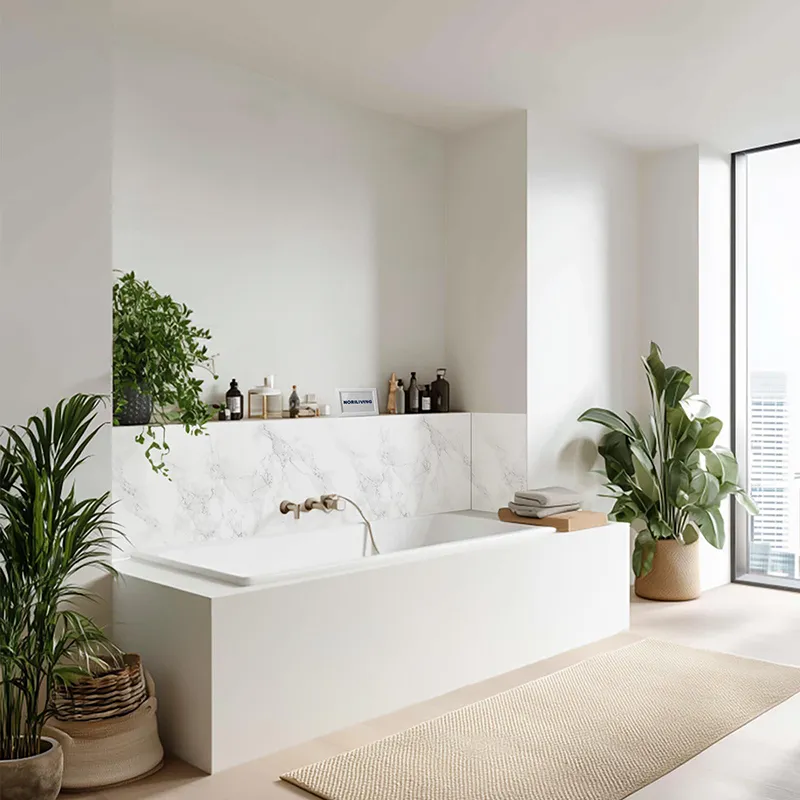 Badrückwand Alu Marmor weiß 254 schwarz-weiß