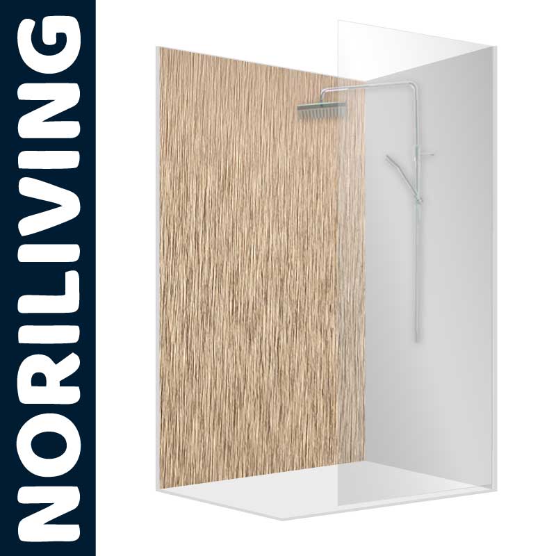 Duschkabine von NORILIVING mit stilvollem Holzdekor und modernem Design