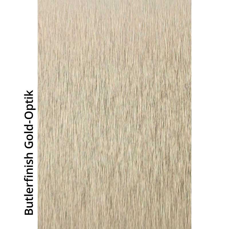 Metallplatte mit Butlerfinish Gold-Optik Textur einer goldenen Metallplatte mit Butlerfinish-Optik