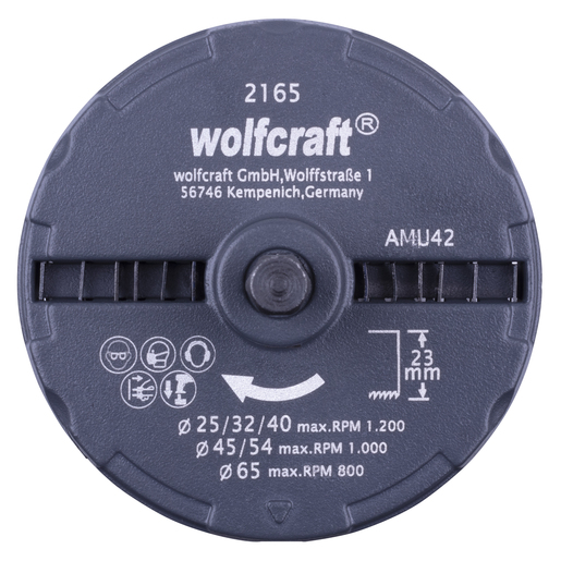 Wolfcraft Bohrkrone - Universal-Bohrkrone für verschiedene Durchmesser Wolfcraft Bohrkrone, geeignet für Durchmesser 25/32/40, max. 1200 U/min; 45/54, max. 1000 U/min; 65, max. 800 U/min