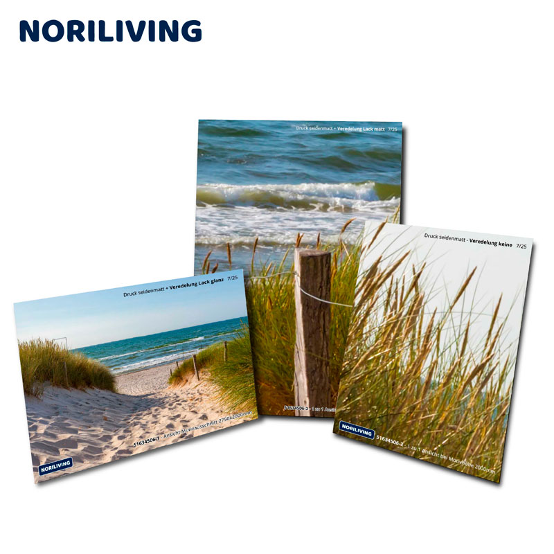 Noriliving Postkartenset mit Strandmotiven Drei Postkarten von Noriliving mit Strandlandschaften und Dünen